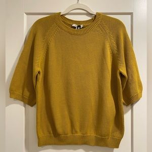 ‘S Max Mara Mustard Yellow Short Sleeve Knit Sweater. Size XL. New with tags!